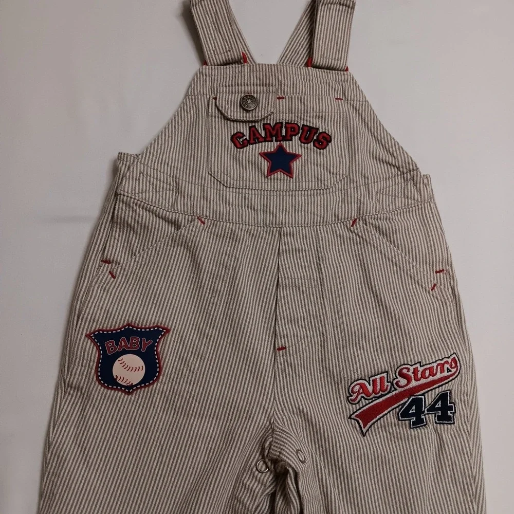 Jeans Wear Baby All Stars‎ Overalls Striped Infant Baseball Appliques